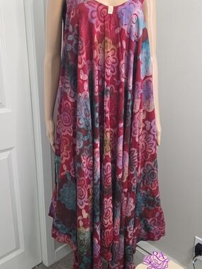 Flowing Floral Maxi Dress in Burgundy and Teal